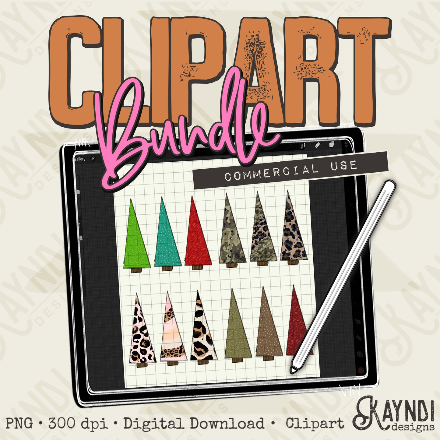 Christmas Trees Clipart Element Bundle PNG Digital Downloads Elements Fillers Commercial Use