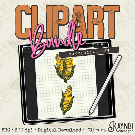 Corn Clipart Element Bundle PNG Digital Downloads Elements Fillers Commercial Use