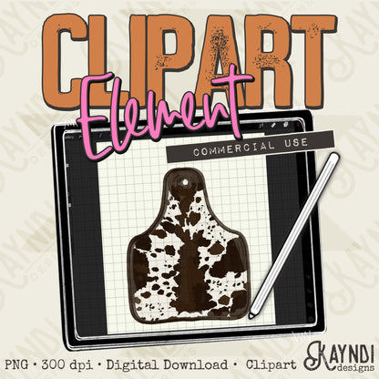 Cow Print Cow Tag Element PNG Digital Downloads Elements Fillers Commercial Use