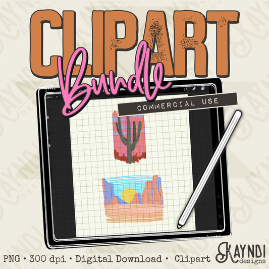 Desert Style 2 Clipart Element Bundle PNG Digital Downloads Elements Fillers Commercial Use