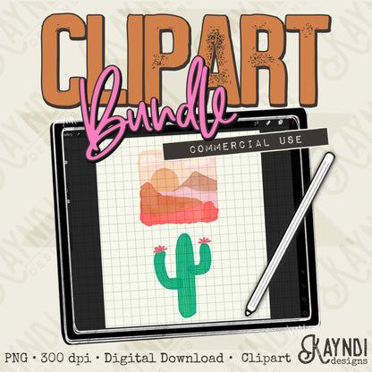 Desert Clipart Element Bundle PNG Digital Downloads Elements Fillers Commercial Use