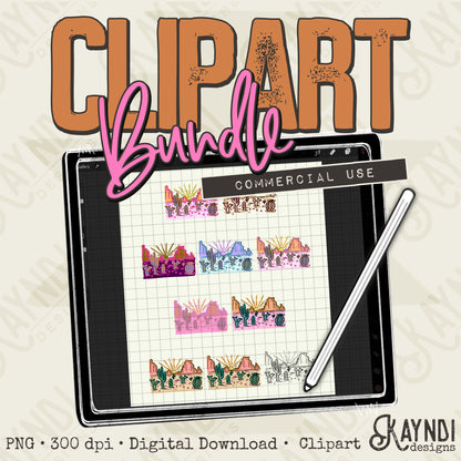 Desert Scenes Clipart Element Bundle PNG Digital Downloads Elements Fillers Commercial Use
