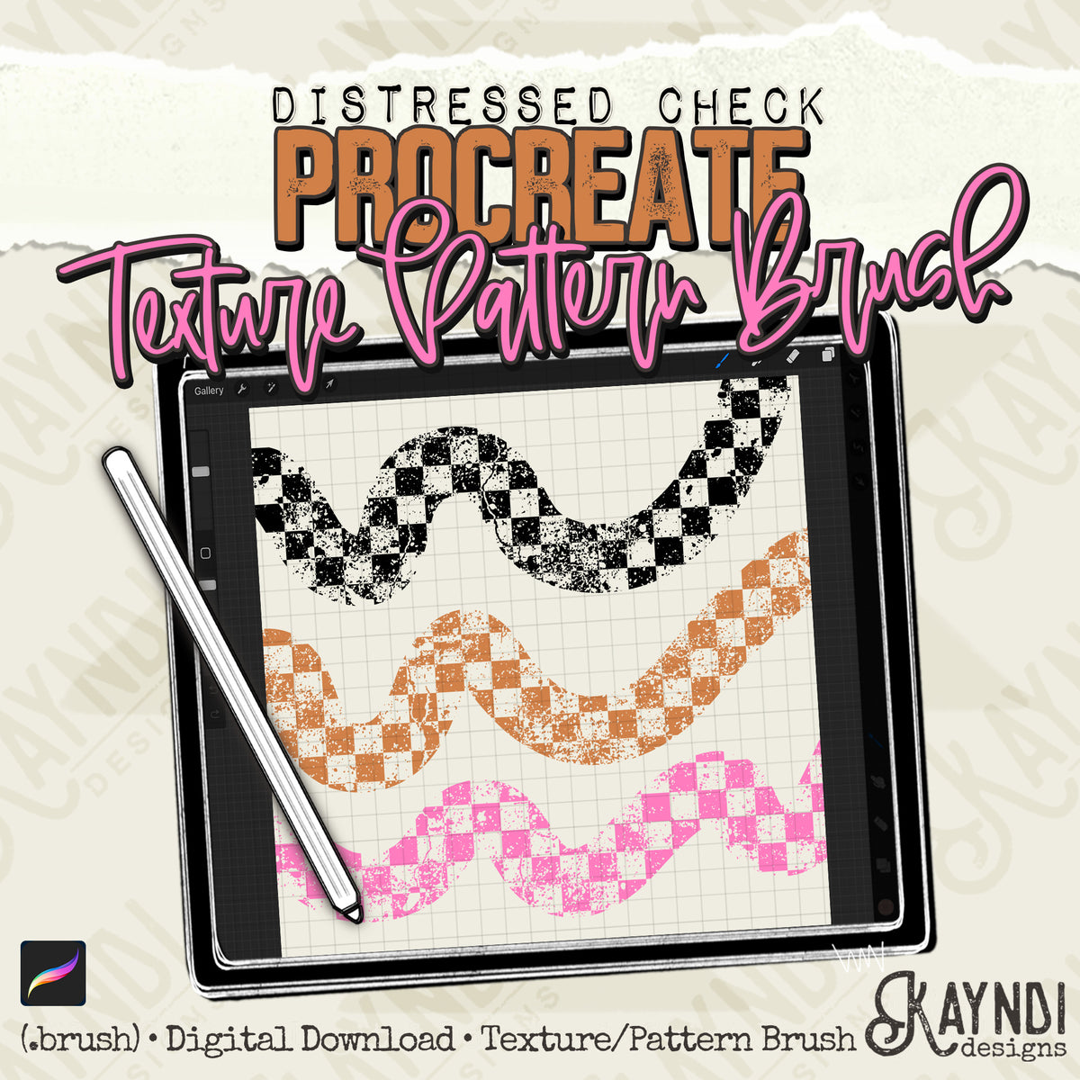 Distressed Check Procreate Texture Brush – KayndiDesigns