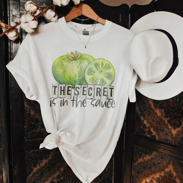 The Secret is in the Sauce Sublimation Design PNG Digital Download Printable Southern Fried Green Tomatoes Quote Saying Humor Country