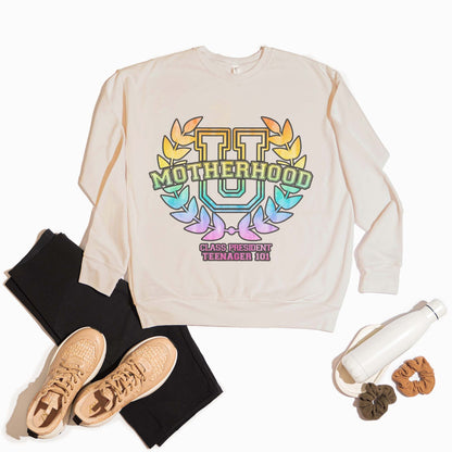 Motherhood University Teenager 101 Sublimation Design PNG Digital Download Printable Mother Hood Mama Mom Momma Toddler Baby Tired  Mom Life