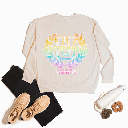 Motherhood University Teenager 101 Sublimation Design PNG Digital Download Printable Mother Hood Mama Mom Momma Toddler Baby Tired  Mom Life