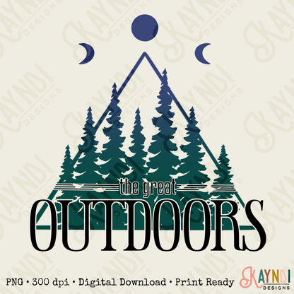 The Great Outdoors  Sublimation Design PNG Digital Download Printable Mens Adventure 90s Deer Hunting Season Manly Guys Boys