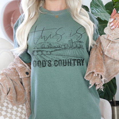 This is Gods Country | Sublimation Design PNG Digital Download Printable | Farm Farmer Country Southern Christian Faith Single Color Barn