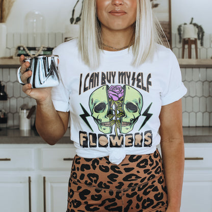I Can Buy Myself Flowers Sublimation Design PNG Digital Download Printable 2 Neon Grunge Skull Rose Lightning Bolt Skellie Skull Skeleton