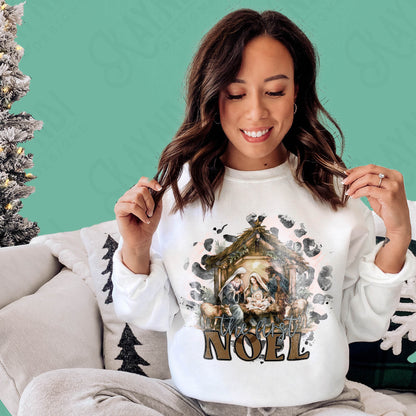 The First Noel Sublimation Design PNG Digital Download Printable Christmas Religious Nativity Baby Jesus Leopard Cheetah Faith