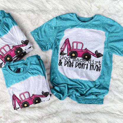 God Made Dirt & Dirt Don't Hurt Sublimation Design PNG Digital Download Printable Kids Design Toy Pink Tractor Girls Children's Baby Girly