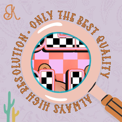 Holly Jolly Checker Sublimation Design PNG Digital Download Printable Christmas Balls Retro Groovy Bright Pink Christmas Winter Ornaments