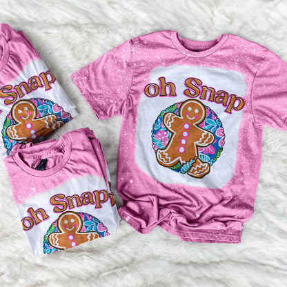 Oh Snap Sublimation Design PNG Digital Download Printable Preppy Girly Pink Christmas Ginger Bread Man Winter Girl Kids Children's Cute