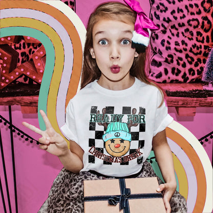 Ready for Christmas Break Reindeer Blue Beanie Hat Sublimation Design PNG Digital Download Printable Kids Christmas School Teacher Checker