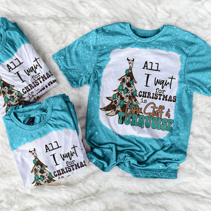 All I Want for Christmas is Cow Stuff & Turquoise Sublimation Design PNG Digital Download Printable Concho Cow Print Christmas Tree Western