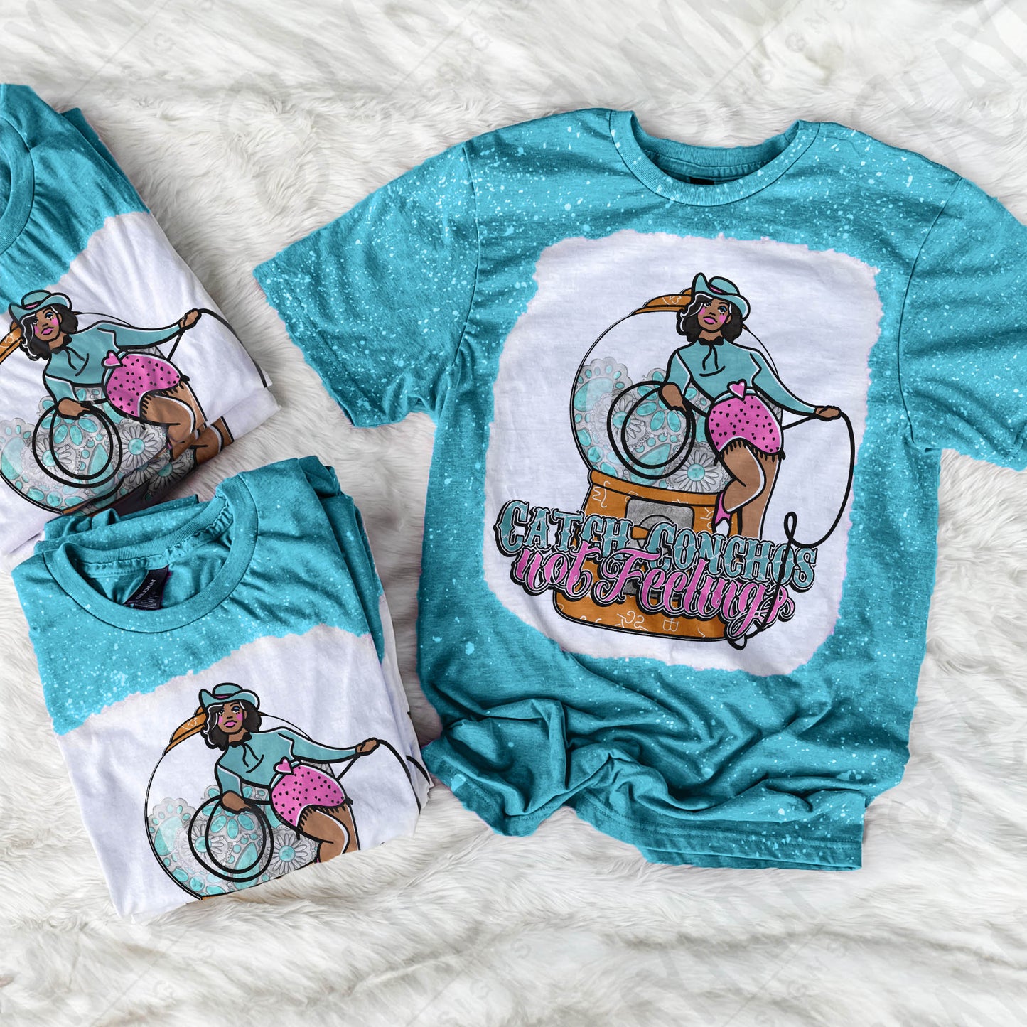 Catch Conchos Not Feelings Sublimation Design PNG Digital Download Printable Anti Valentine Western Cowgirl Turquoise Bubble Gum Machine