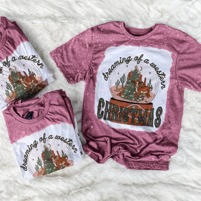 Dreaming of a Western Christmas Calf Sublimation Design PNG Digital Download Printable Cow Cactus Desert Christmas Tree Country Snow globe