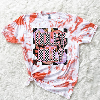 Holly Jolly Checker Sublimation Design PNG Digital Download Printable Christmas Balls Retro Groovy Bright Pink Christmas Winter Ornaments