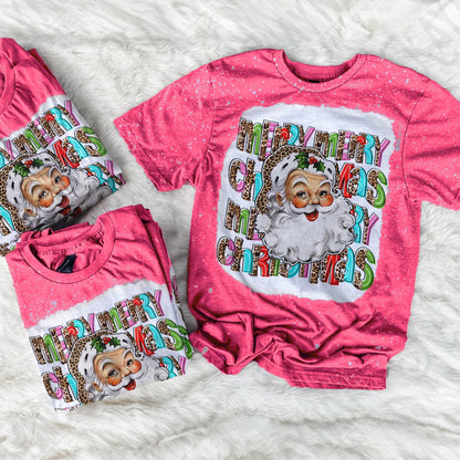 Merry Merry Christmas Santa Sublimation Design PNG Digital Download Printable Leopard Cheetah Bright Retro Vintage Santa Claus Merry Xmas