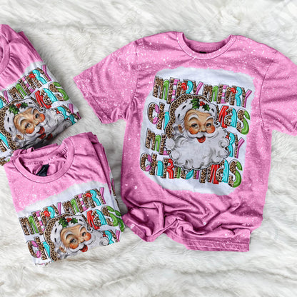 Merry Merry Christmas Santa Sublimation Design PNG Digital Download Printable Leopard Cheetah Bright Retro Vintage Santa Claus Merry Xmas