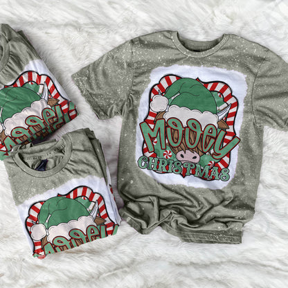 Mooey Christmas Cow Red Green Sublimation Design PNG Digital Download Printable Christmas Cow Furry Cow Santa Hat Candy Cane Merry Christmas