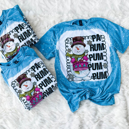 Pa Rum Pum Pum Pum Snowman Drummer Boy Pink Sublimation Design PNG Digital Download Printable Cute Kids Chrismtas Design Winter Doodle Snow