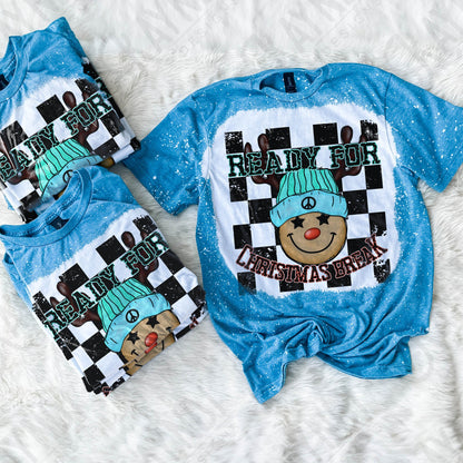 Ready for Christmas Break Reindeer Blue Beanie Hat Sublimation Design PNG Digital Download Printable Kids Christmas School Teacher Checker