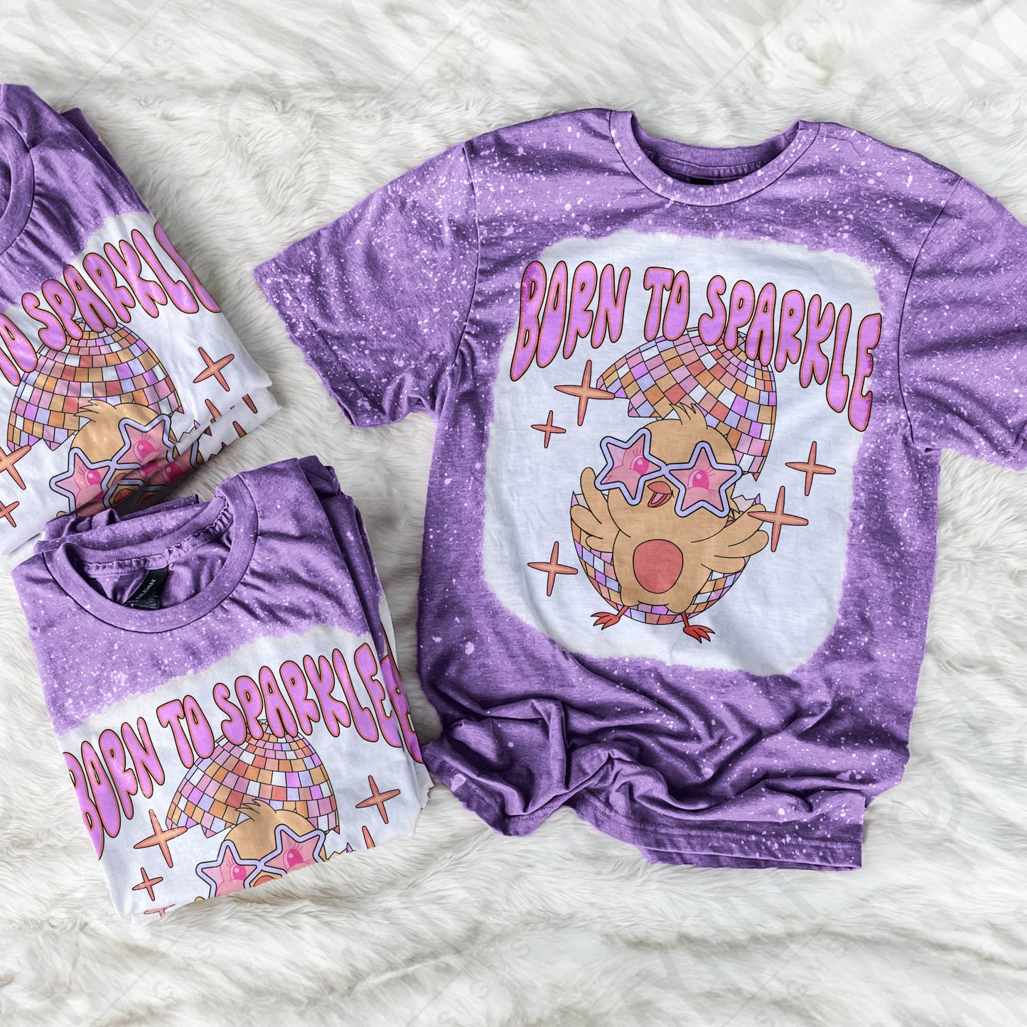 Born To Sparkle Sublimation Design PNG Digital Download Printable Disco Easter Egg Chick Chicken Stars Groovy Retro Girls Kids Cute Pink