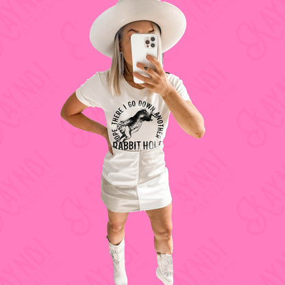 Ope There I Go Down Another Rabbit Hole Sublimation Design PNG Digital Download Printable Conspiracy Theory Theorist Funny Humor