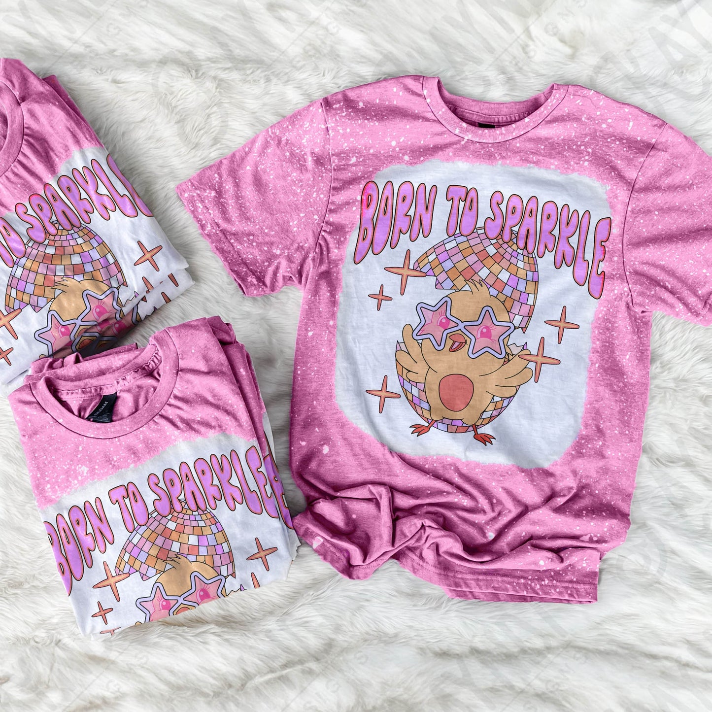 Born To Sparkle Sublimation Design PNG Digital Download Printable Disco Easter Egg Chick Chicken Stars Groovy Retro Girls Kids Cute Pink