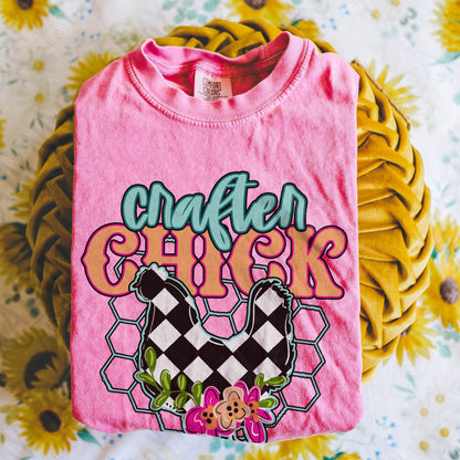 Crafter Chick Sublimation PNG, Digital Download, Printable Western, Humor-Based Art, Vibrant, DIY Craft Design