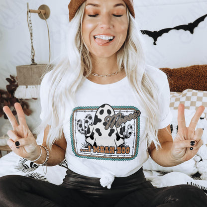 Mooooo ... I Mean Boo Sublimation Design PNG Digital Download Printable Cowprint Fall CactusAutumn Fall Halloween