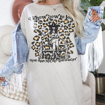 I know how to load more than just the dishwasher Sublimation Design PNG Digital Download File Western Leopard Print Sarcasm Humor Printable