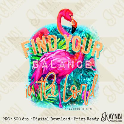 Find Your Balance in the Lord Flamingo Sublimation Design PNG Digital Download Printable