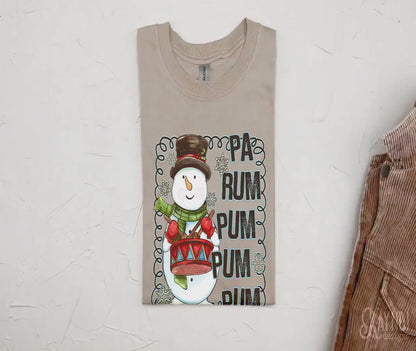 Pa Rum Pum Pum Pum Snowman Drummer Boy Red Sublimation Design PNG Digital Download Printable Cute Kids Chrismtas Design Winter Doodle Snow
