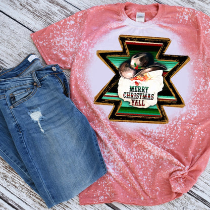 Merry Christmas Y’all Cowboy Hat Santa PNG Digital Download Sublimation Printing Printable Serape Cowboy Western Christmas Rustic