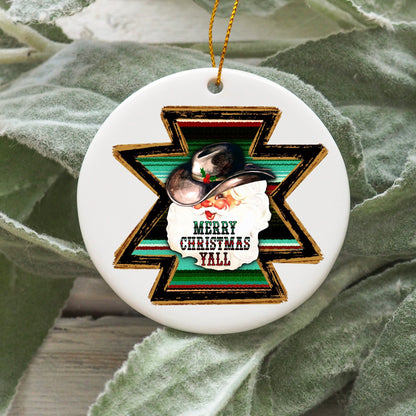 Merry Christmas Y’all Cowboy Hat Santa PNG Digital Download Sublimation Printing Printable Serape Cowboy Western Christmas Rustic