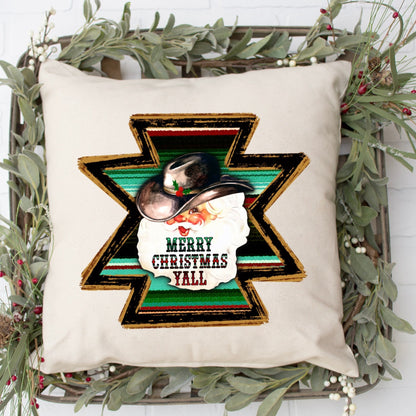Merry Christmas Y’all Cowboy Hat Santa PNG Digital Download Sublimation Printing Printable Serape Cowboy Western Christmas Rustic