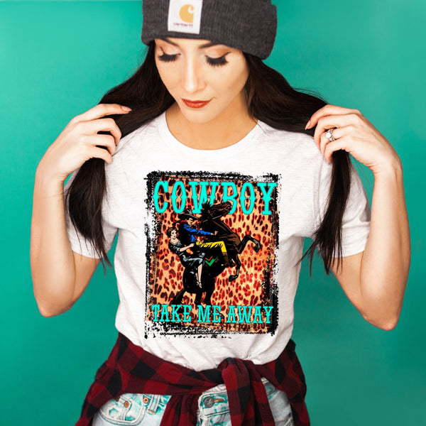 Cowboy Take Me Away PNG Sublimation Design Digital Download Western Fashion Country Cowgirl Southern Leopard Rodeo Horse Printable Shirt