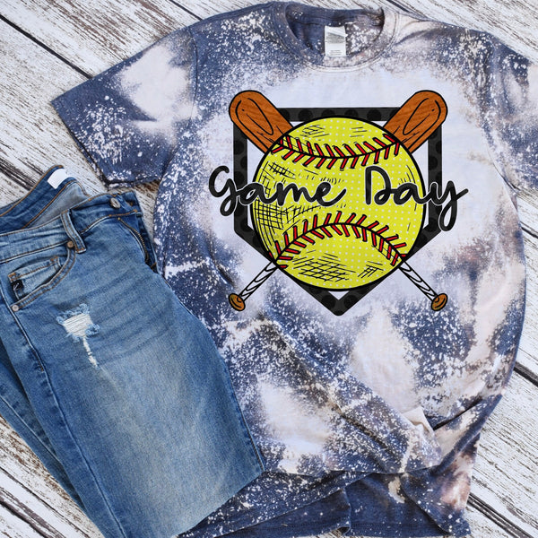Softball Game Day Design PNG Digital Download Printable Sublimation DTG Baseball Bat Diamond Home Plate Polka Dots