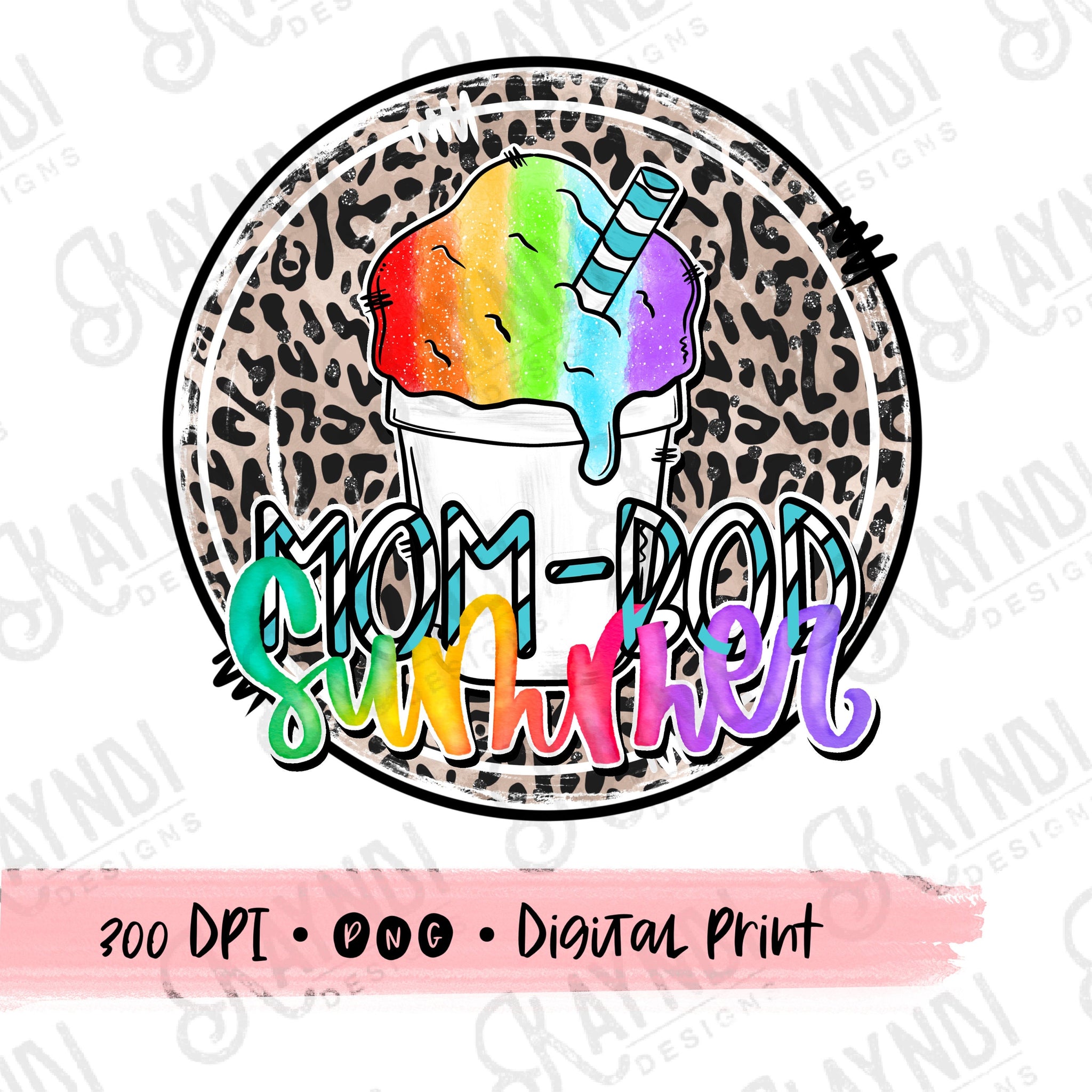 Mom Bod Summer Sublimation Design PNG Digital Download Printable Rainbow TieDye Leopard Doodle Icee Slush Slushy