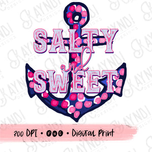 Southern Girl Charm Salty Sweet Anchor Sublimation Design PNG Digital Download Printable Southern Prep Preppy Girly