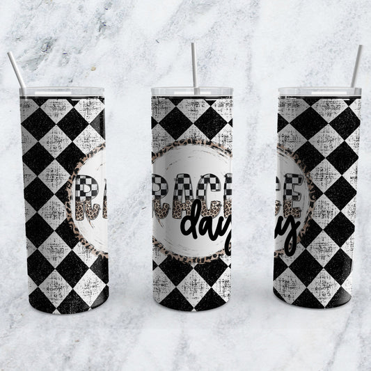 Race Day Tumbler Sublimation Design PNG Digital Download Printable Checker Flag Racing
