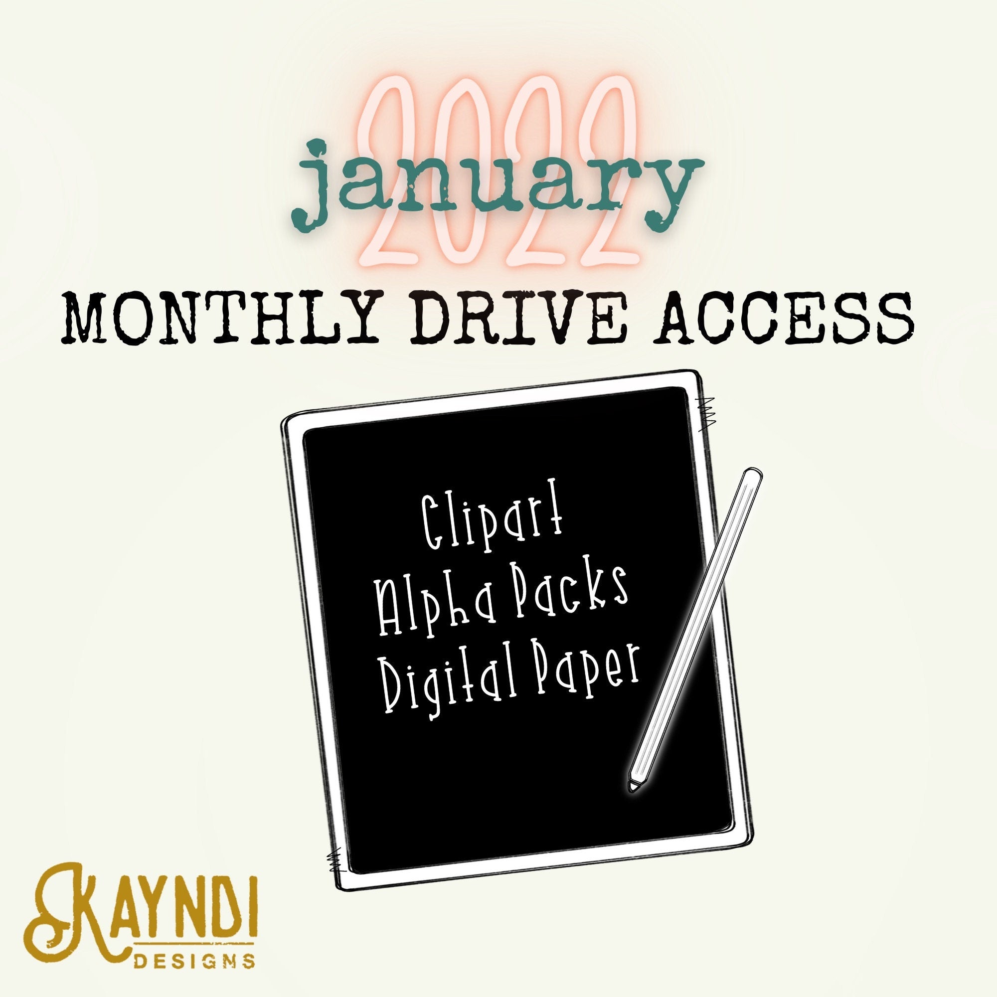 January 2022 Clipart Drive Access Digital Downloads