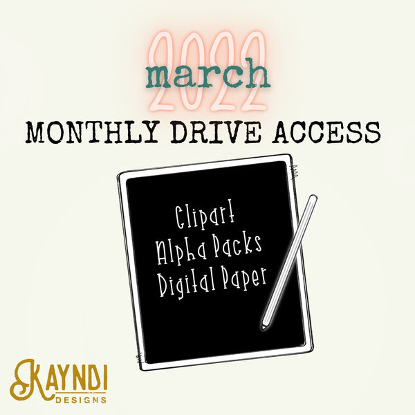March 2022 Clipart Drive Access Digital Downloads