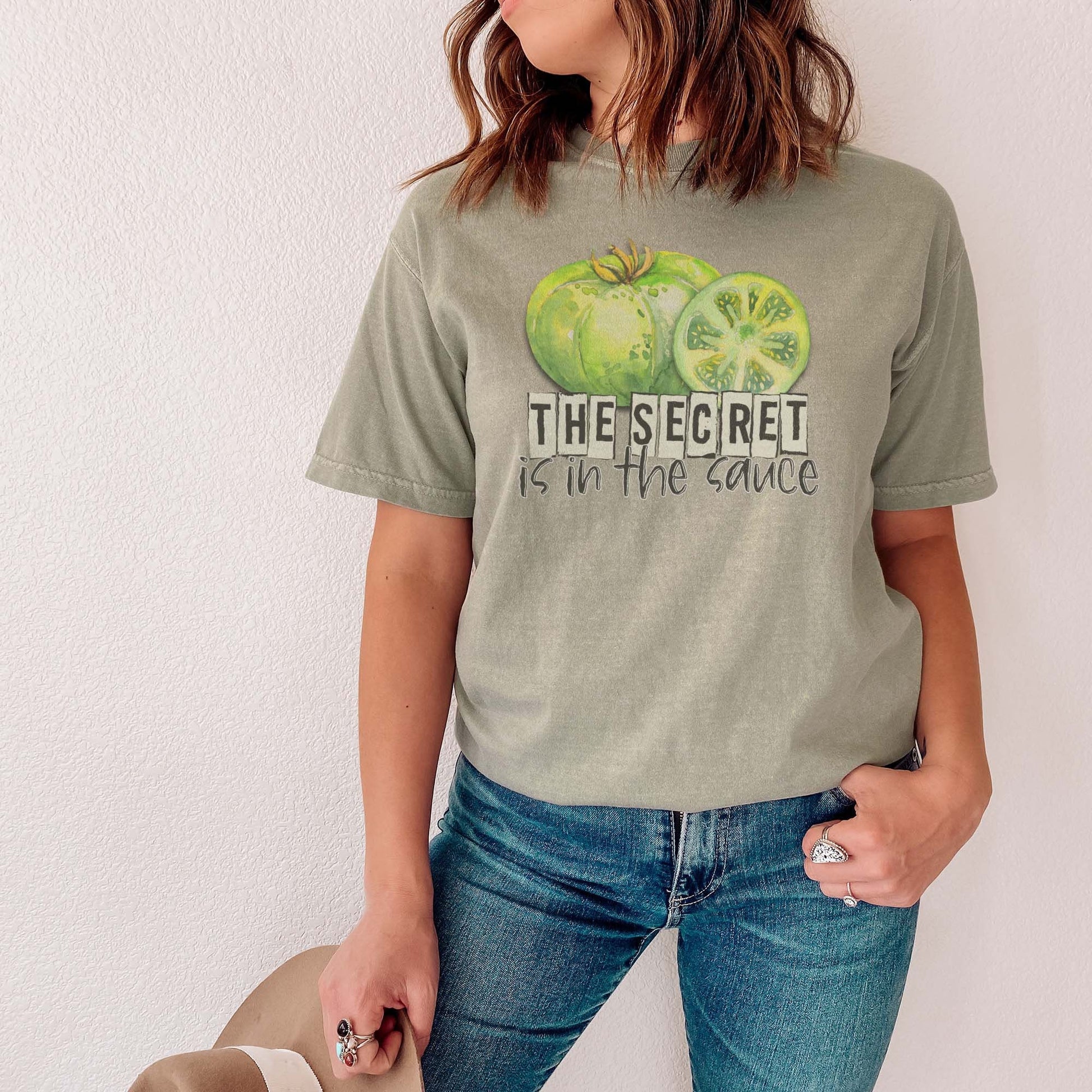 The Secret is in the Sauce Sublimation Design PNG Digital Download Printable Southern Fried Green Tomatoes Quote Saying Humor Country
