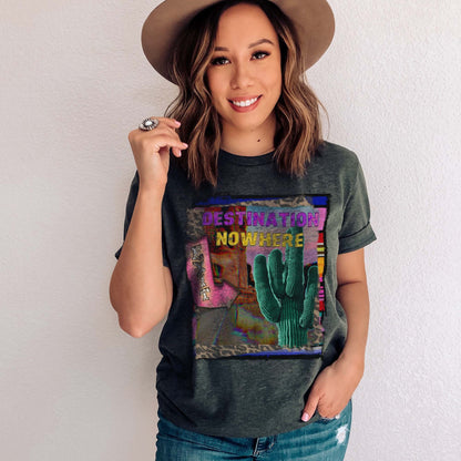 Destination Nowhere PNG Sublimation Design Digital Download Western Fashion Cactus Boho Desert Leopard Marquee Travel Wanderlust Printable