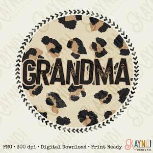 Grandma Sublimation Design PNG Digital Download Printable Leopard Mothers Day Mama Mini Cheetah Mom Momma Aunt Grandma Granddaughter Niece
