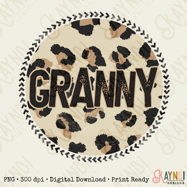 Grannny Sublimation Design PNG Digital Download Printable Leopard Mothers Day Mama Mini Cheetah Mom Momma Aunt Grandma Granddaughter Niece