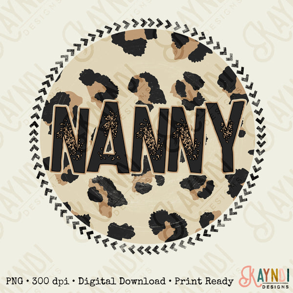 Nanny Sublimation Design PNG Digital Download Printable Leopard Mothers Day Mama Mini Cheetah Mom Momma Aunt Grandma Granddaughter Niece